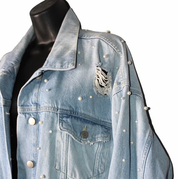 Free People Sunday Funday Pearl Denim Jacket - Picture 5 of 9